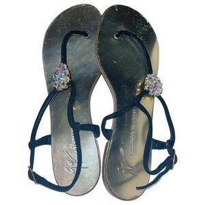 Giuseppe Zanotti flat thing sandals with crystal flowers